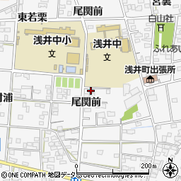 愛知県一宮市浅井町大日比野尾関前77周辺の地図