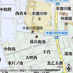 愛知県一宮市木曽川町外割田南青木周辺の地図