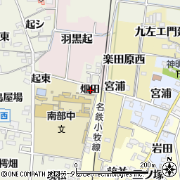 愛知県犬山市羽黒新田畑田周辺の地図
