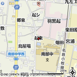 愛知県犬山市羽黒新田起東周辺の地図