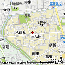 愛知県一宮市木曽川町内割田三反田8周辺の地図