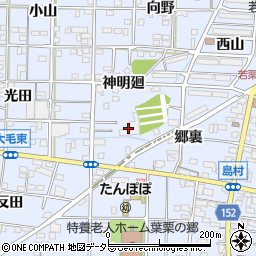愛知県一宮市大毛上川田周辺の地図