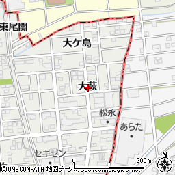 愛知県一宮市浅井町小日比野大萩周辺の地図