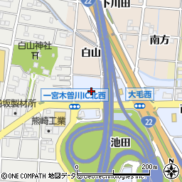 愛知県一宮市大毛白山東周辺の地図