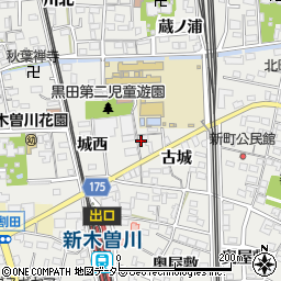 愛知県一宮市木曽川町黒田古城7周辺の地図