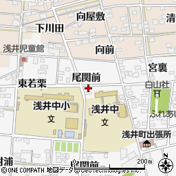 愛知県一宮市浅井町大日比野尾関前42周辺の地図