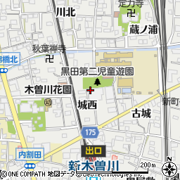 愛知県一宮市木曽川町黒田城西周辺の地図