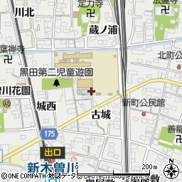 愛知県一宮市木曽川町黒田古城周辺の地図