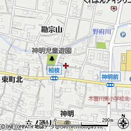 愛知県一宮市木曽川町黒田（松枝）周辺の地図
