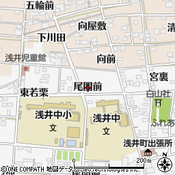 愛知県一宮市浅井町大日比野（尾関前）周辺の地図