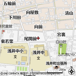 愛知県一宮市浅井町大日比野尾関前13周辺の地図