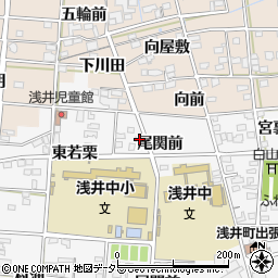 愛知県一宮市浅井町大日比野尾関前27周辺の地図