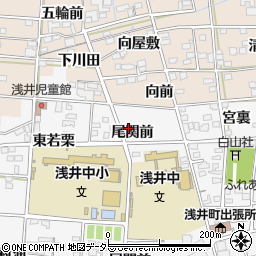 愛知県一宮市浅井町大日比野尾関前18周辺の地図