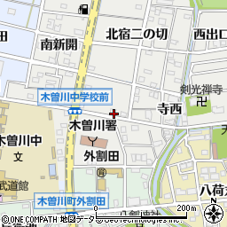 愛知県一宮市木曽川町黒田中青木周辺の地図