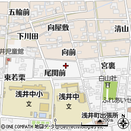 愛知県一宮市浅井町大日比野尾関前7周辺の地図