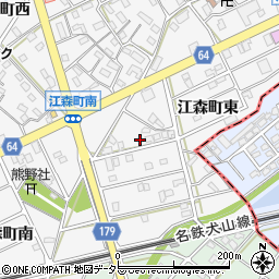 愛知県江南市江森町東周辺の地図