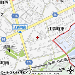 愛知県江南市江森町（東）周辺の地図
