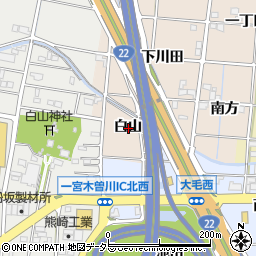 愛知県一宮市田所白山周辺の地図