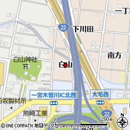 愛知県一宮市田所（白山）周辺の地図