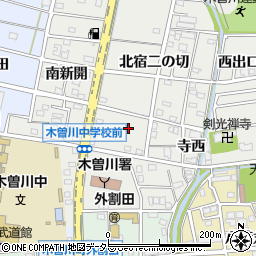 愛知県一宮市木曽川町黒田北宿二の切196周辺の地図