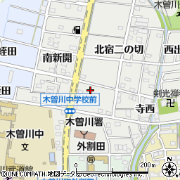 愛知県一宮市木曽川町黒田北宿二の切190周辺の地図