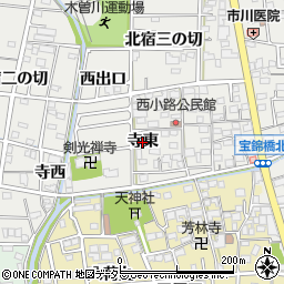 愛知県一宮市木曽川町黒田（寺東）周辺の地図
