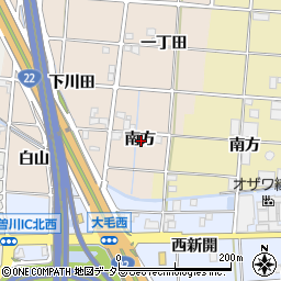 愛知県一宮市田所南方周辺の地図