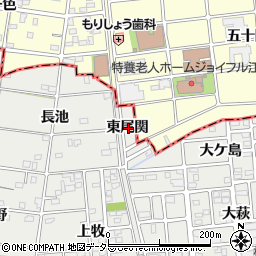 愛知県一宮市浅井町小日比野東尾関周辺の地図