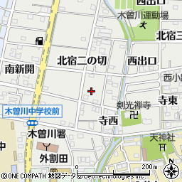 愛知県一宮市木曽川町黒田北宿二の切154周辺の地図