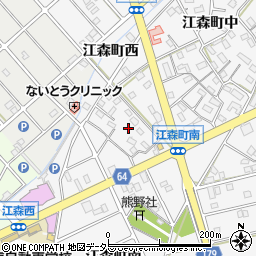 愛知県江南市江森町（西）周辺の地図
