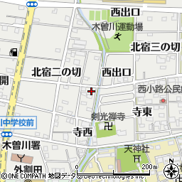 愛知県一宮市木曽川町黒田北宿二の切140周辺の地図