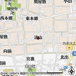 愛知県一宮市浅井町尾関（清山）周辺の地図