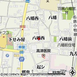 愛知県犬山市羽黒新田八幡西周辺の地図