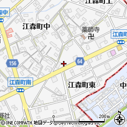 愛知県江南市江森町周辺の地図