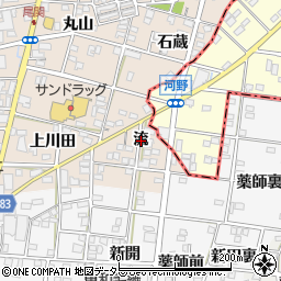 愛知県一宮市浅井町尾関流周辺の地図