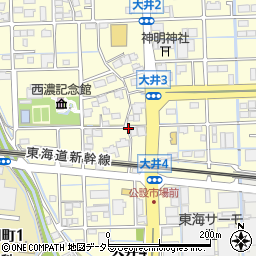 岐阜県大垣市大井周辺の地図