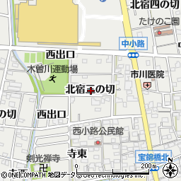 愛知県一宮市木曽川町黒田北宿三の切周辺の地図