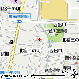 愛知県一宮市木曽川町黒田北宿二の切70周辺の地図