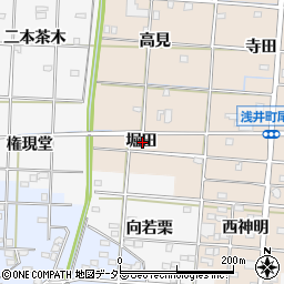 愛知県一宮市浅井町尾関堀田周辺の地図