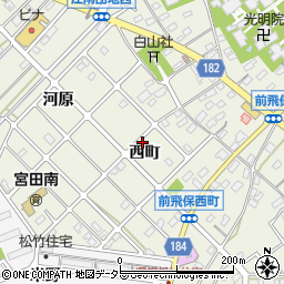 愛知県江南市前飛保町西町周辺の地図