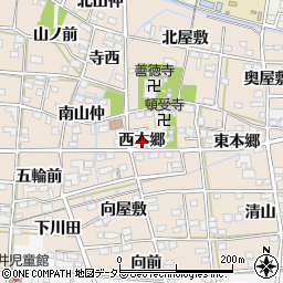 愛知県一宮市浅井町尾関（西本郷）周辺の地図