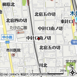 愛知県一宮市木曽川町黒田（中針口南ノ切）周辺の地図