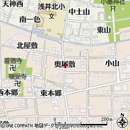 愛知県一宮市浅井町尾関奥屋敷周辺の地図