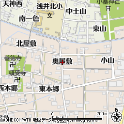 愛知県一宮市浅井町尾関（奥屋敷）周辺の地図