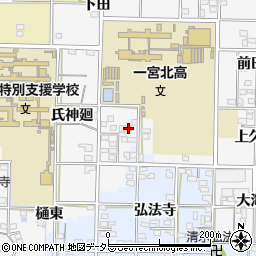 愛知県一宮市笹野氏神東24周辺の地図