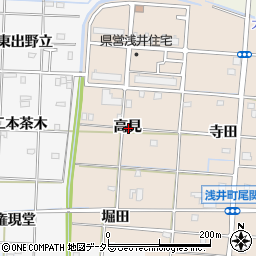 愛知県一宮市浅井町尾関高見周辺の地図