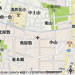 愛知県一宮市浅井町尾関奥屋敷13周辺の地図
