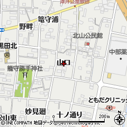 愛知県一宮市木曽川町黒田（山口）周辺の地図