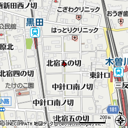 愛知県一宮市木曽川町黒田北宿五の切周辺の地図