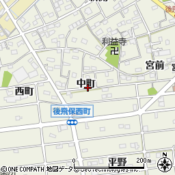 愛知県江南市後飛保町中町周辺の地図